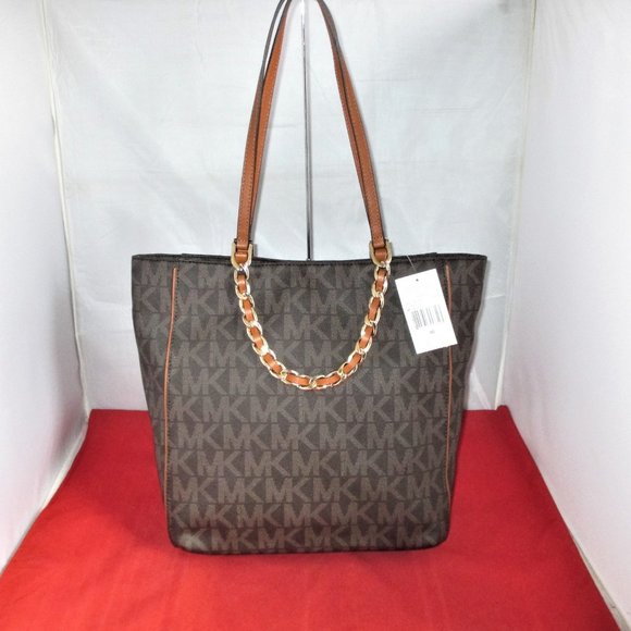 Michael Kors Harper Large N/S MK Signature Tote $298 Brown #013 - Picture 12 of 13